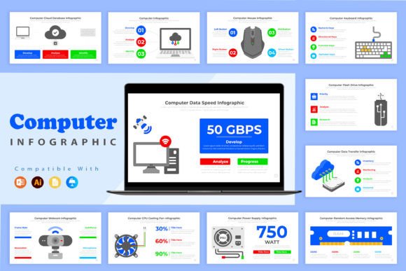 Computer Infographic Design Templates for Keynote