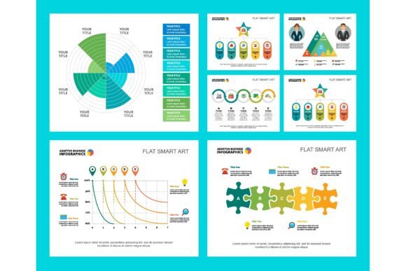 The Colorful Infograph Charts Set for Business Presentations