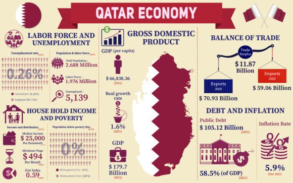 Understanding Qatar's Economic Landscape with Infographic Data Charts
